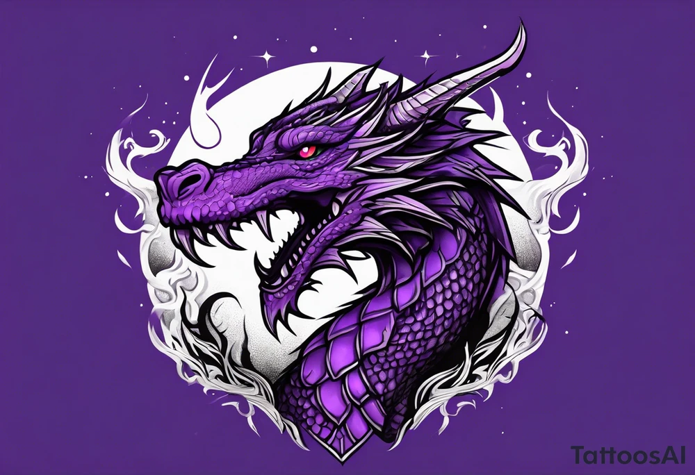 Purple eldritch dragon arm sleeve tattoo idea