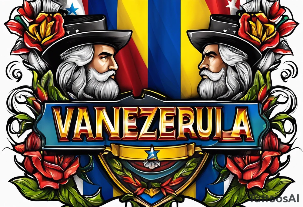 Venezuela letters with the flag color tattoo idea