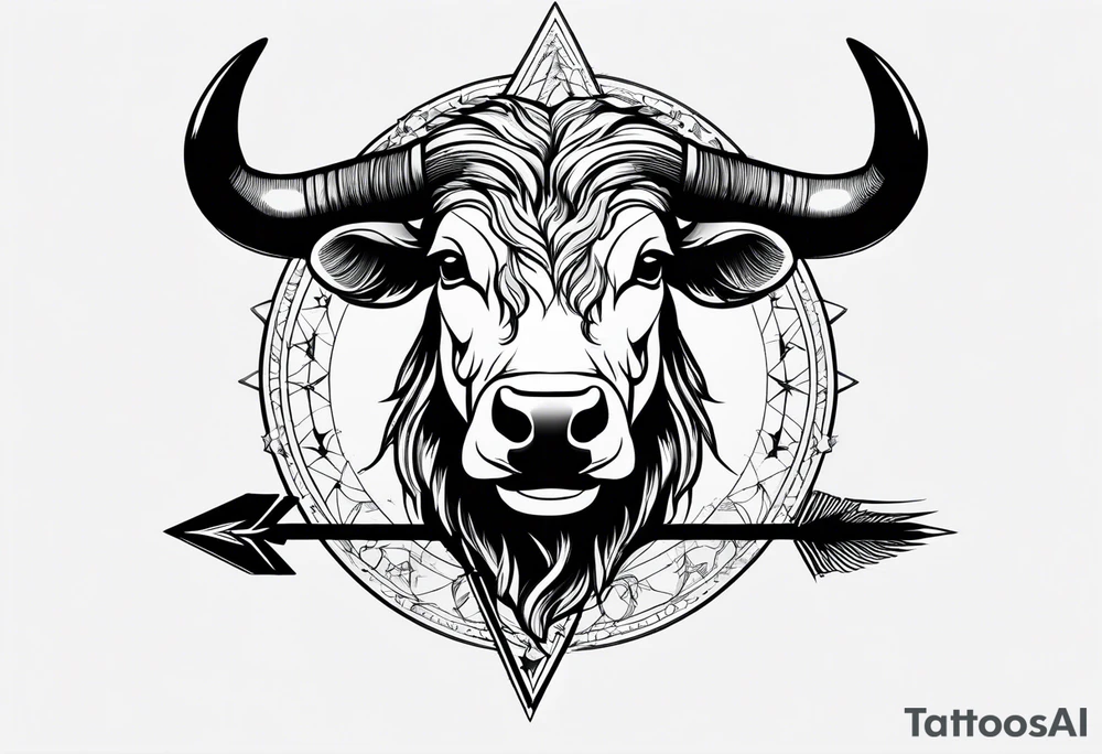 Taurus head split down the middle by an arrow tattoo idea Taurus head split down the middle by an arrow tattoo idea