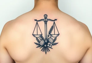 zodiac Libra with wheat and autumn fruits tattoo idea