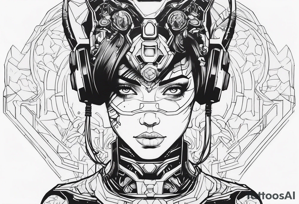 cyborg girl tattoo idea