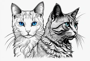 Two cat silhouettes, just outline tattoo idea