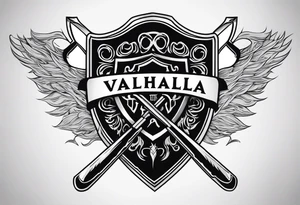 Valhalla shield sword axe fire tattoo idea