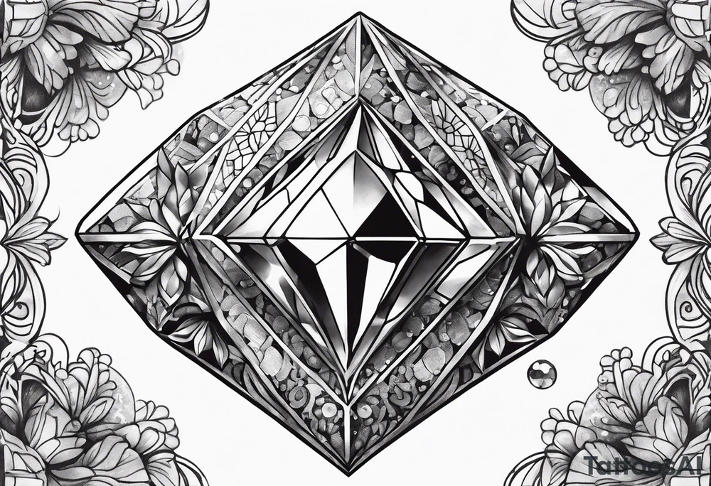 Chunky diamond with lace and gemstones full sleeve tattoo idea