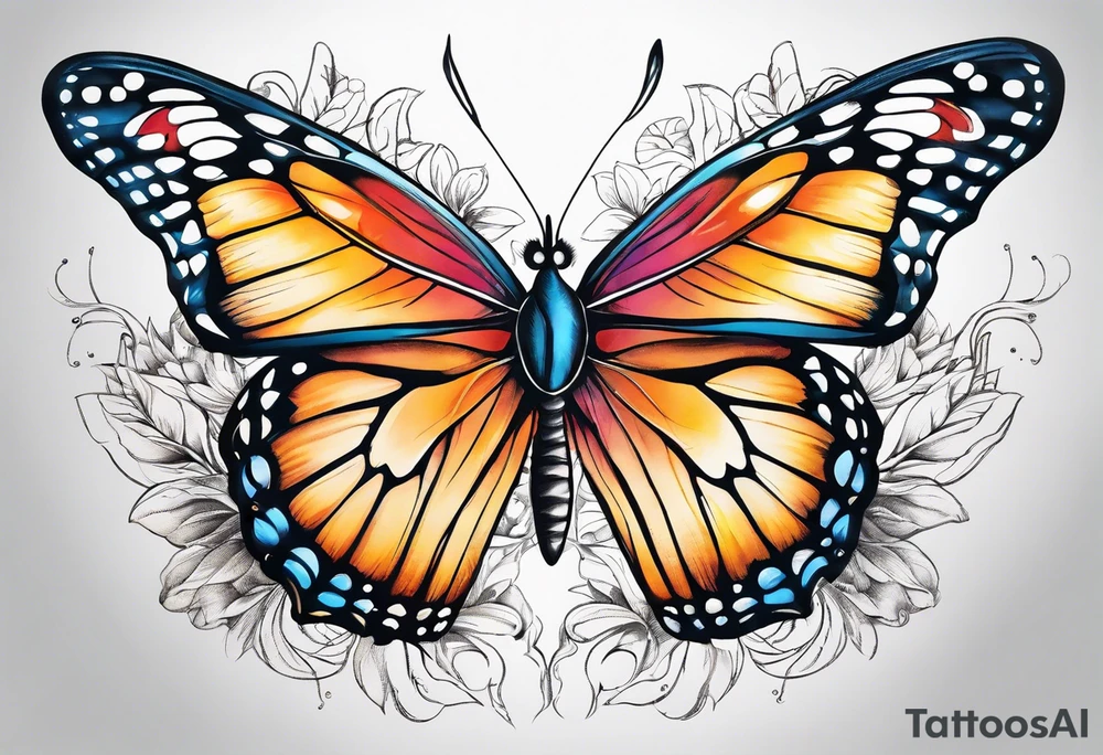 Beautiful butterfly in flight very colorful and delicate tattoo idea