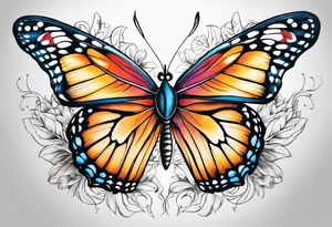 Beautiful butterfly in flight very colorful and delicate tattoo idea
