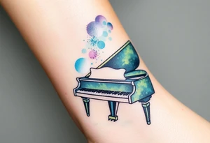 dreamy piano under the stars tattoo idea