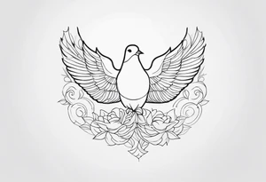 dainty, fine line, dove family tattoo idea