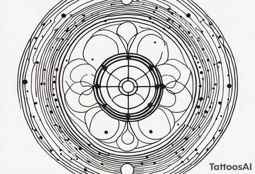 spiritual design made of black dots and circles tattoo idea