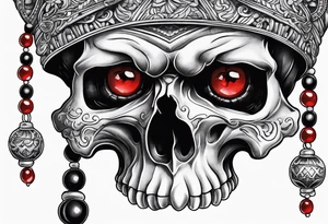 A skull in a robe. Red eyes, beads in hand tattoo idea