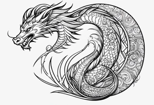 Long dragon long swirly tail girly tattoo idea