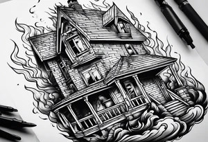 House on fire tattoo idea
