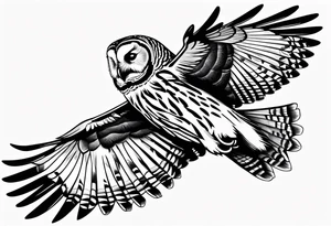 barred owl in flight tattoo idea