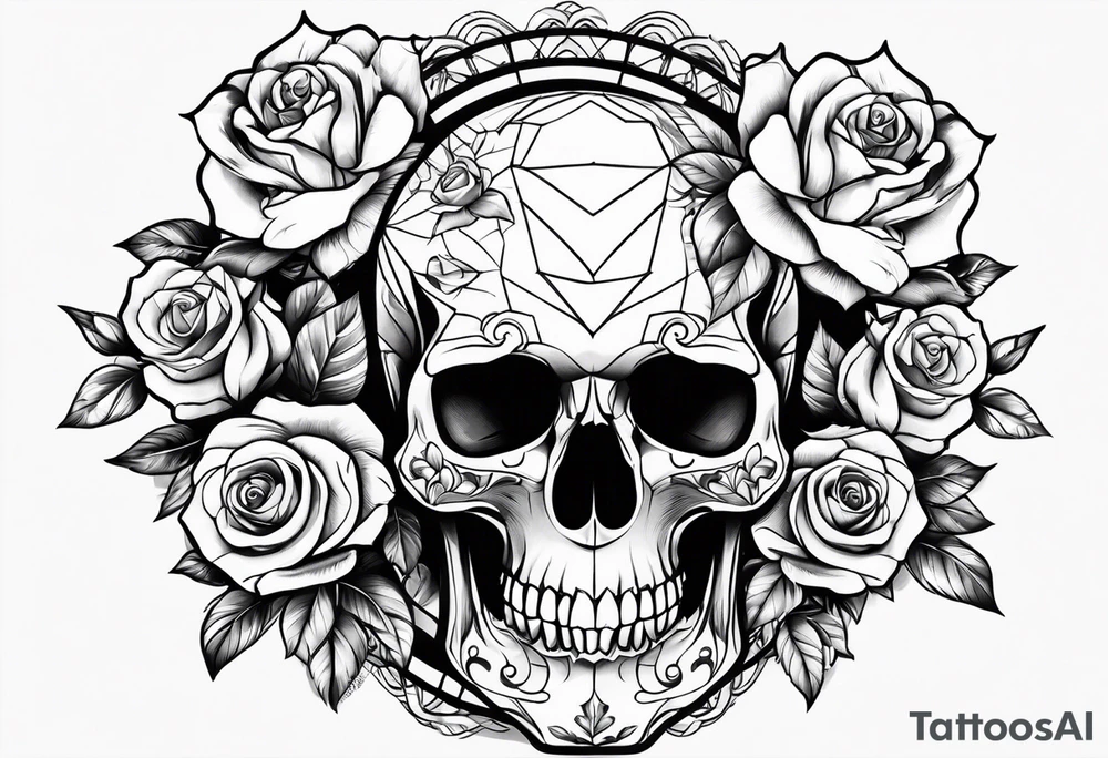 skull and roses tattoo idea