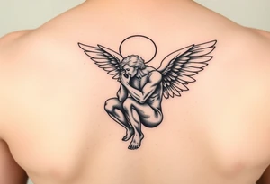 Fallen angel on his knees tattoo idea