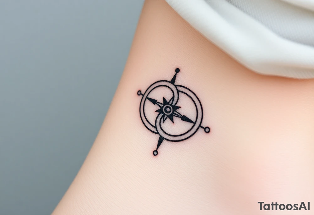 wedding rings tattoo with compass tattoo idea