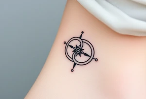 wedding rings tattoo with compass tattoo idea