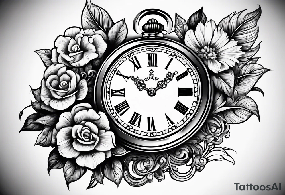 pocket watch tattoo drawing tattoo idea