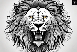 Africa continent shape with a detailed roaring lion face filling the inside tattoo idea
