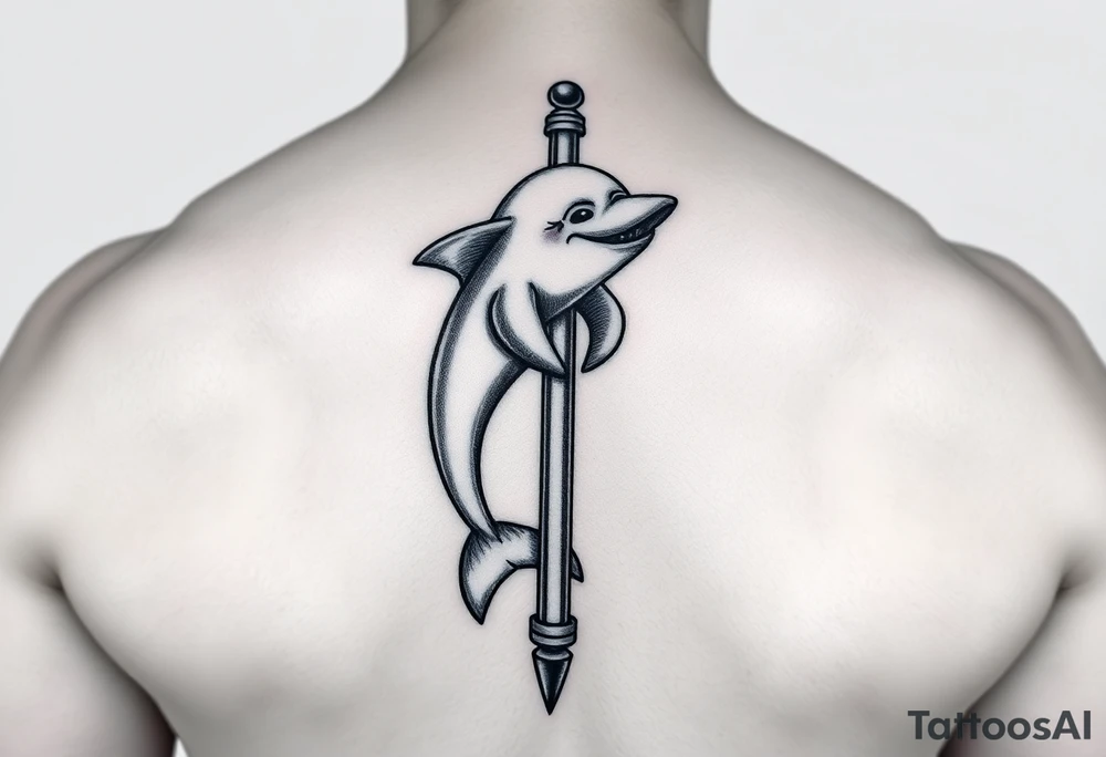 Sexy Cartoon dolphin on a stripper pole tattoo idea