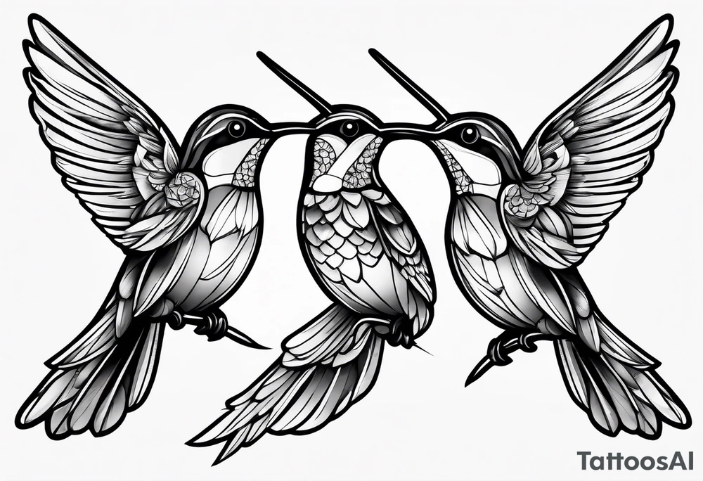 Humming bird silhouette mirrored tattoo idea