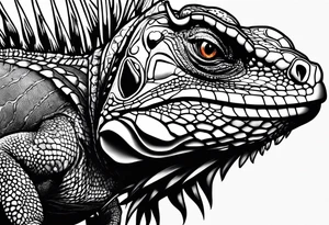 iguana line work tattoo idea