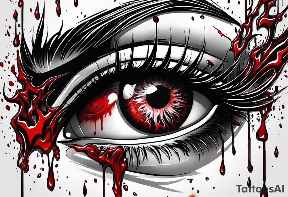 Bleeding tears flow from Alucard's eye in Hellsing tattoo tattoo idea