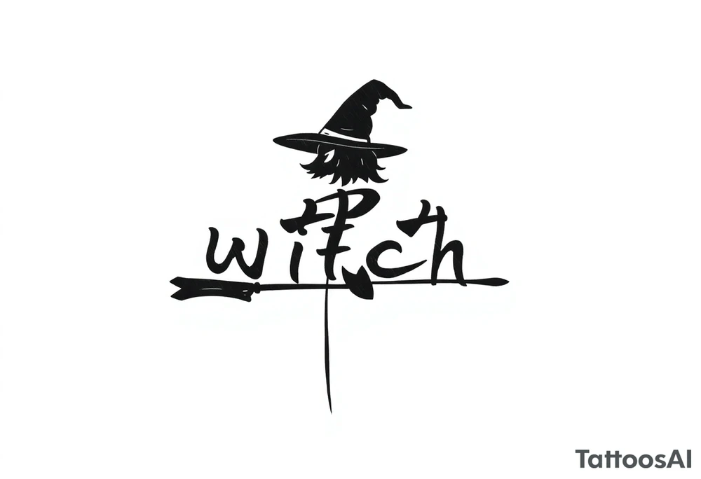 The word “싸이커스” and witch tattoo idea
