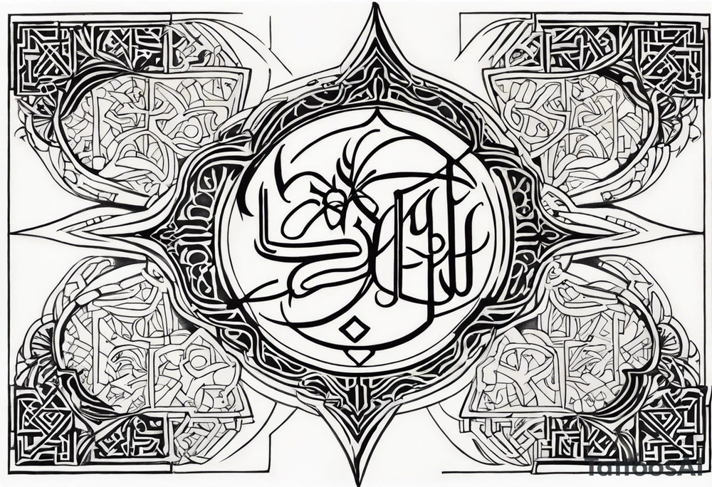 Arabic letter elif and sun symbol together tattoo idea