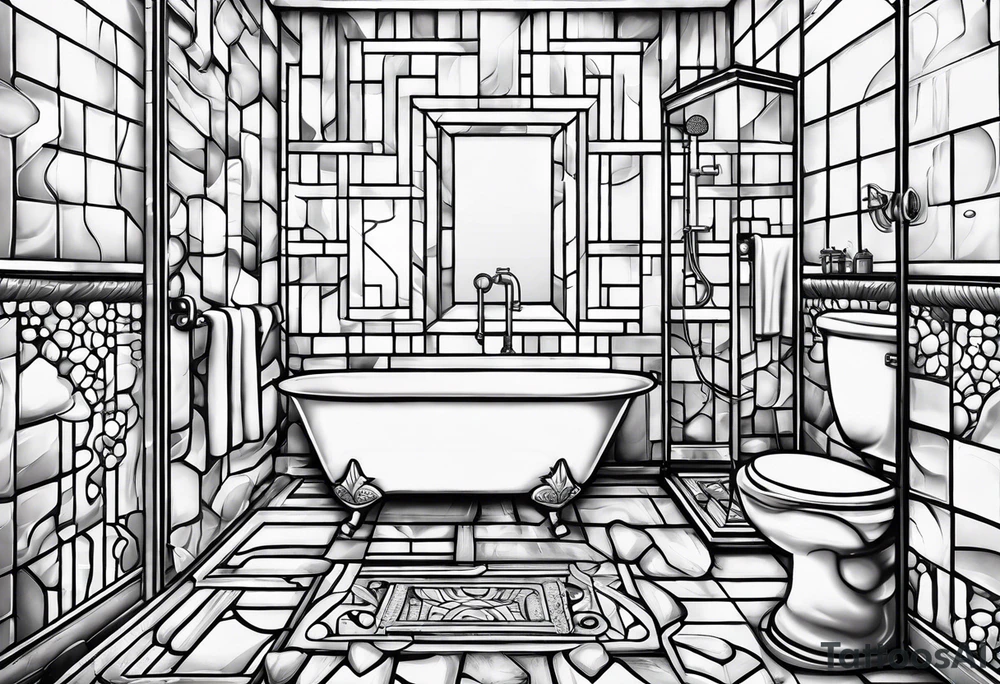 a bathroom shower that rains ice cubes tattoo idea