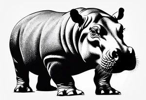 Baby hippo with a stern face tattoo idea