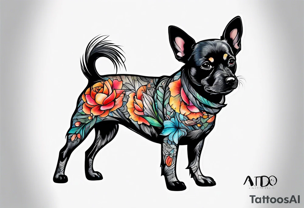 Outline of small dog tattoo idea