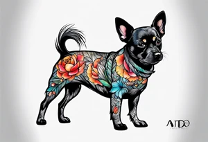 Outline of small dog tattoo idea