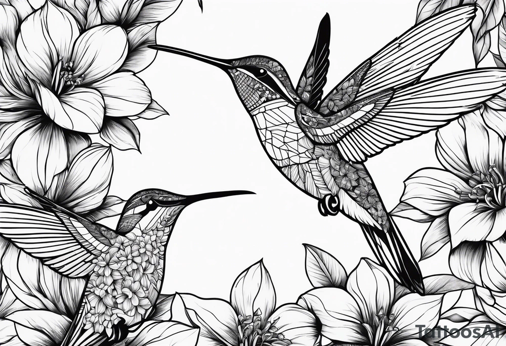 Hunnysuckle flowers with humming birds tattoo idea