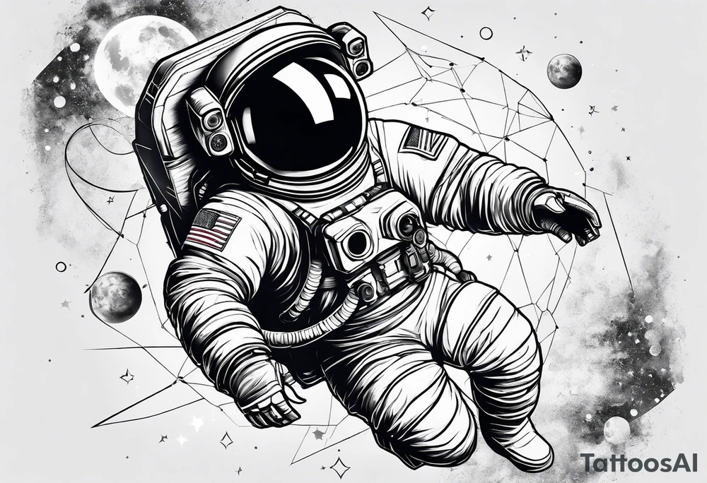 astronaut floating in space tattoo idea