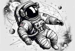 astronaut floating in space tattoo idea