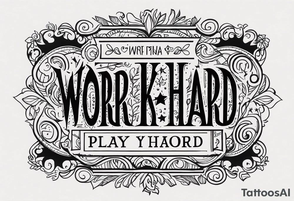 I want a tattoo containing the following two words "work hard" and "play hard". tattoo idea