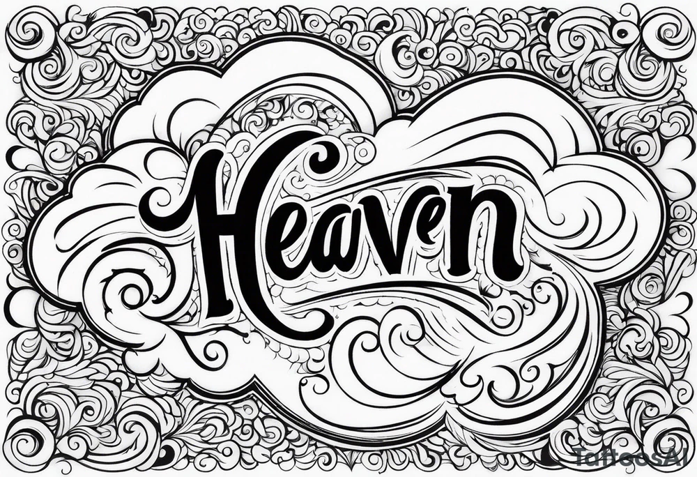 heaven clouds swirl vignette tattoo idea