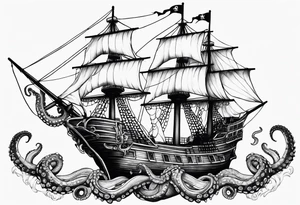 octopus pirate ship tattoo idea