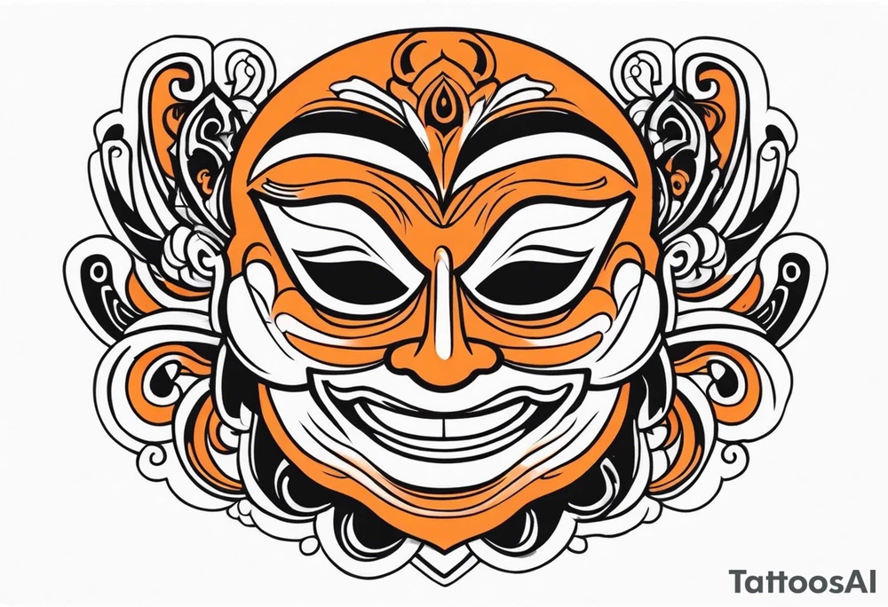Laughing mask that is orange and black tattoo idea