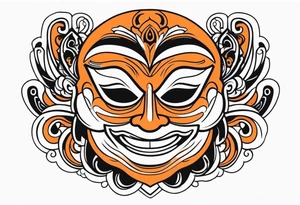 Laughing mask that is orange and black tattoo idea