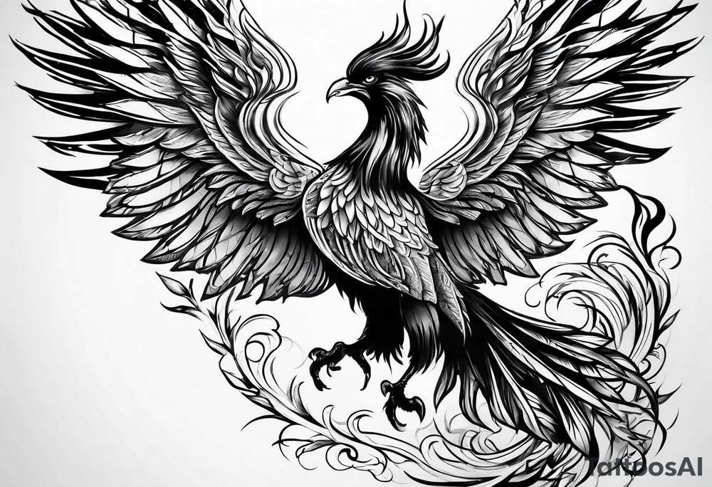 masculine phoenix tattoo idea