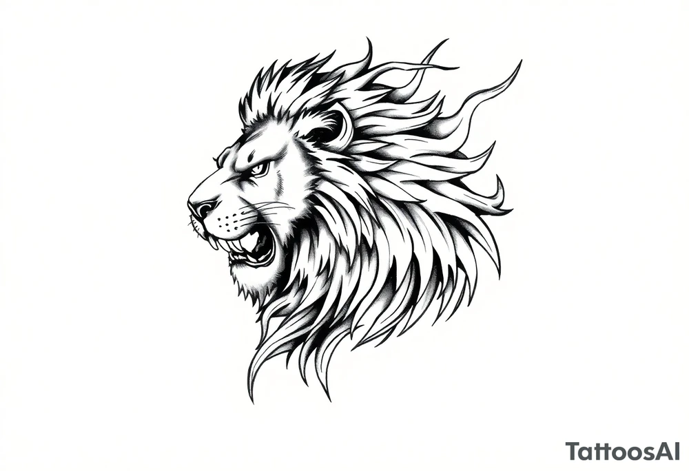 Lion in flame tattoo idea