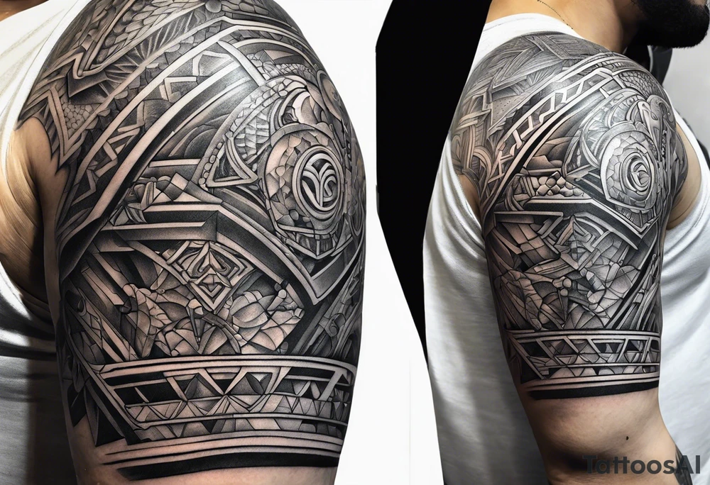 half sleeve, upper right arm and shoulder, armor tattoo idea