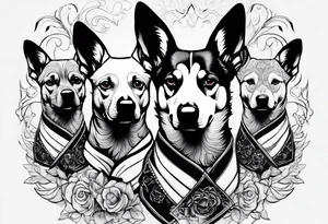 Dog with theee heads tattoo idea