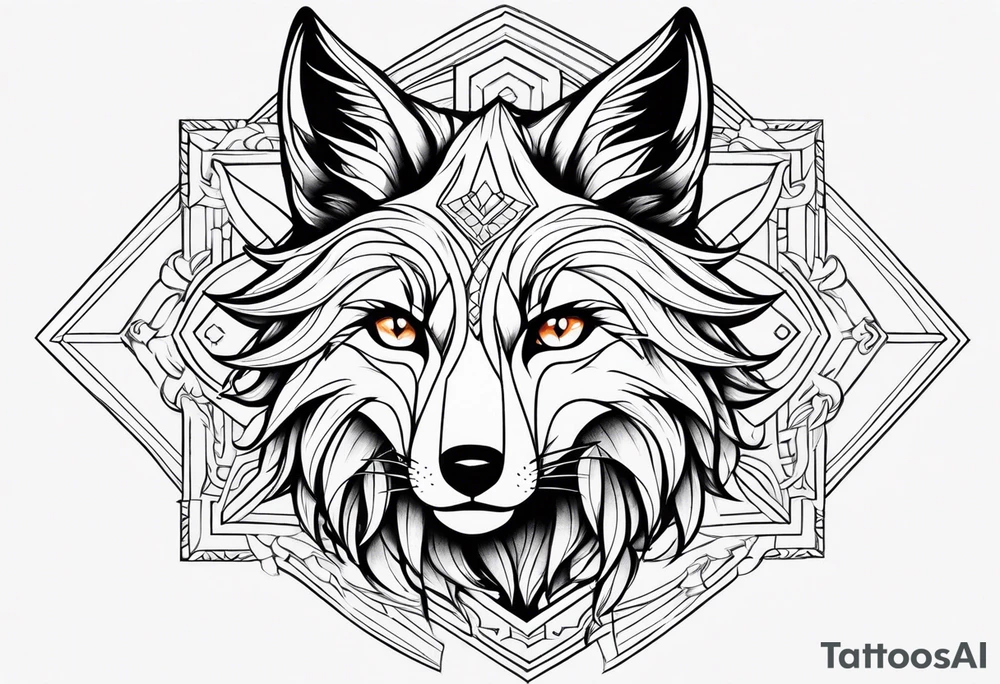 male nine tail fox tattoo idea