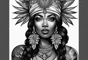 Black Goddess of marijuana tattoo idea