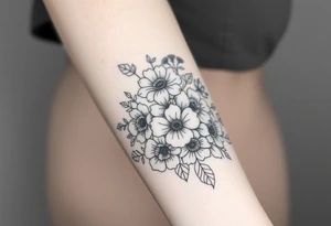 Large floral design with multiple types of flowers tattoo idea