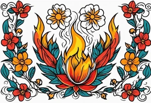 tongue of fire
old school vintage simple traditional design with vintage flowers surrounding
bold color simple tattoo idea