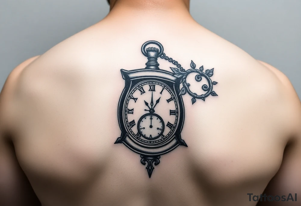 Music, hourglass, pocket watch tattoo idea